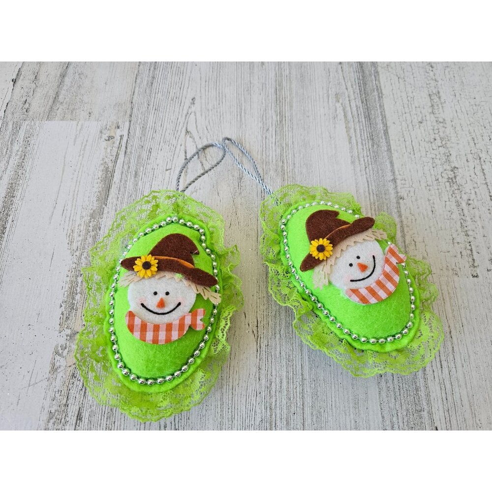 Plush Thanksgiving scarecrow pumpkin ornament lace felt unique set tree Xmas gre